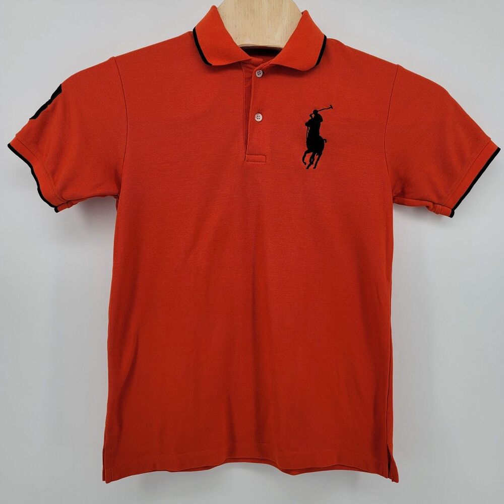 Orange Big Pony Inspired Mesh Polo Shirt Men's Medium Vibrant Graphic